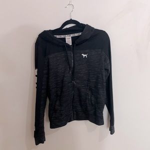 Victoria’s Secret Pink Black Zip Hoodie- size medium